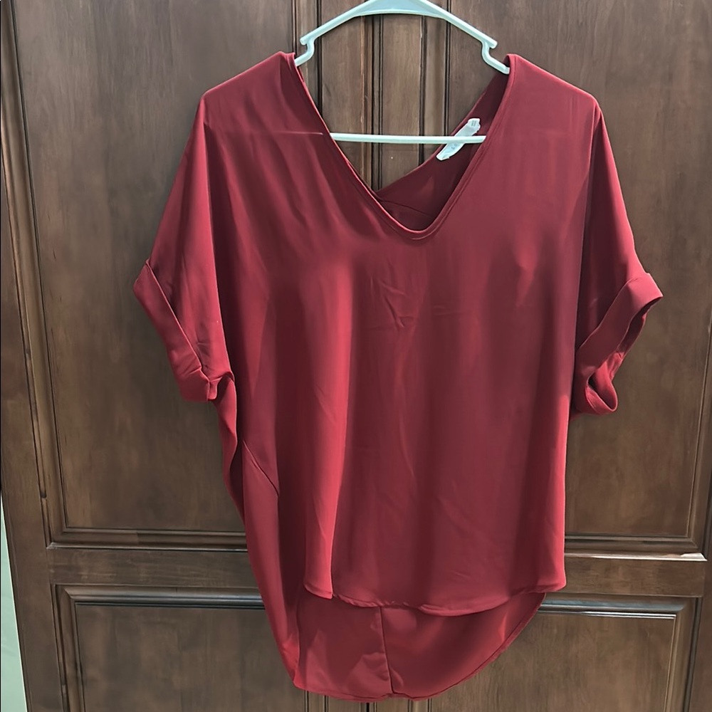 Elegant Red V-Neck Women's Top